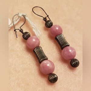 Rhodonite and Sterling Silver Earrings